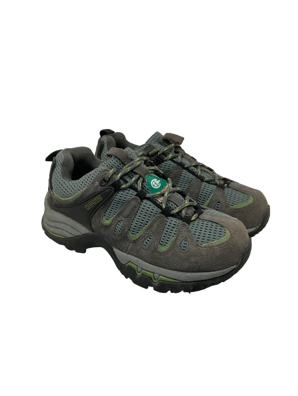 DAKOTA Women's Low-Cut Safety Toe Hiking Work Shoes Grey/Green Size 6.5M